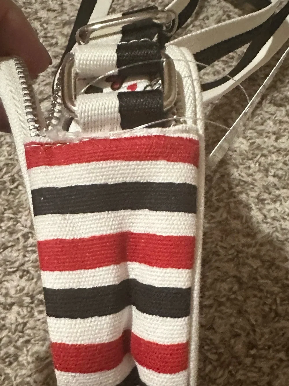NWT Brighton Red & White Canvas Love Hearts Crossbody Bag Handwritten Scroll